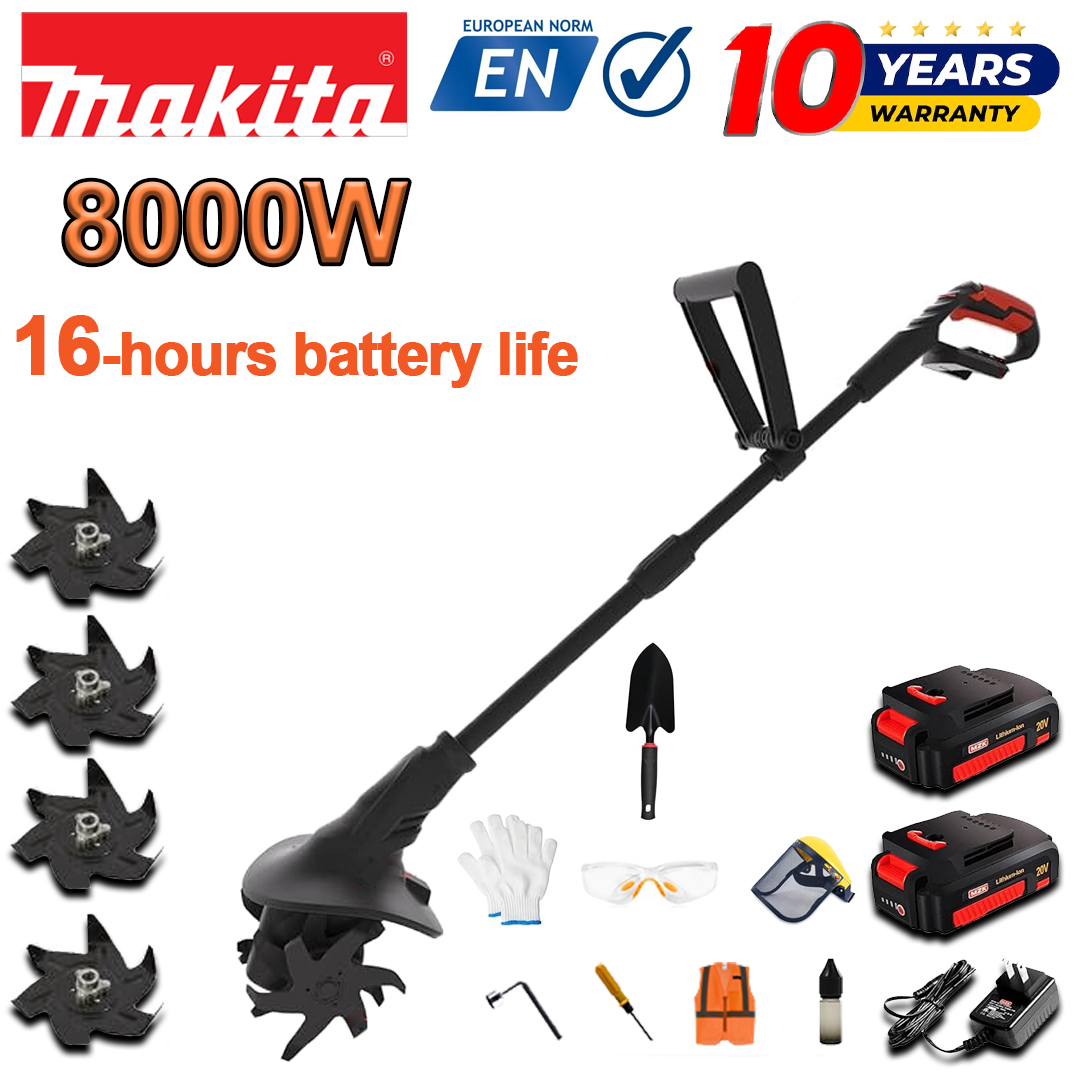(Durata de viață a bateriei 16 ore) Plug de 8000W + baterie litiu de 96V * 2 + încărcător rapid * 1 + lopată * 1 + lamă plug * 4 + diverse accesorii