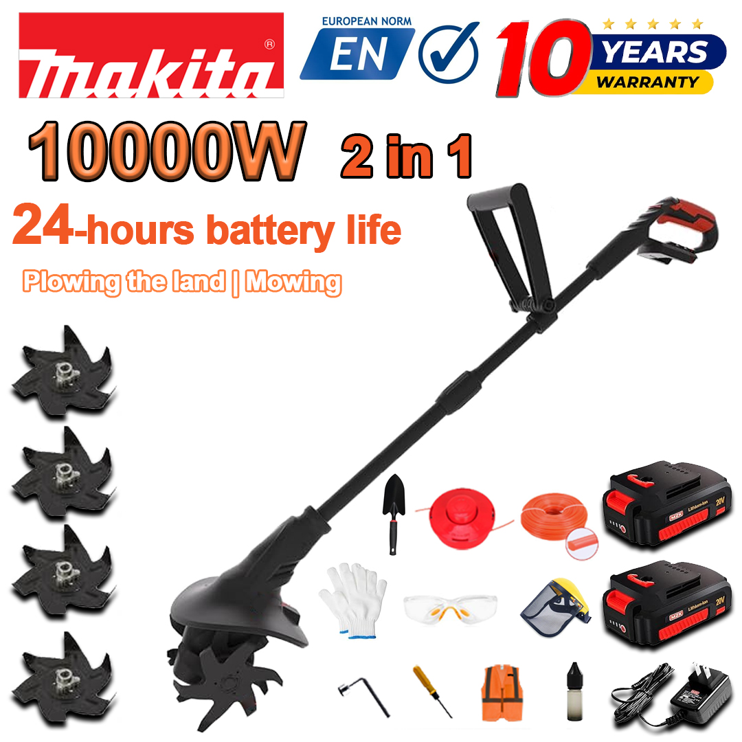 (Durata de viață a bateriei 24 de ore) Plug de 10000W + baterie litiu de 96V * 2 + încărcător rapid * 1 + lopată * 1 + cuțit de arat * 4 + disc de tăiere * 1 + frânghie de tăiere * 1 + diverse accesorii